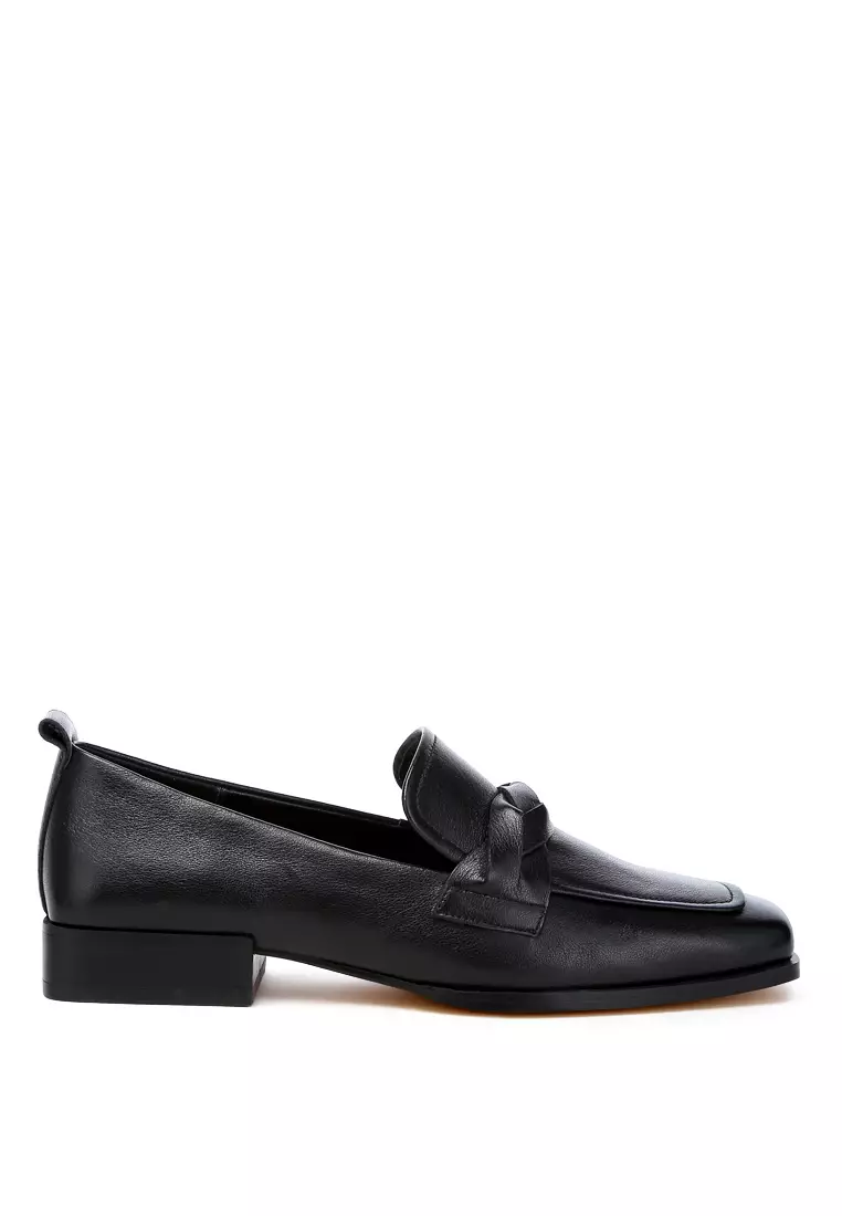 Discount on Rag & Co.  shoes - SKU: Black Soft Faux Leather Braided Loafers