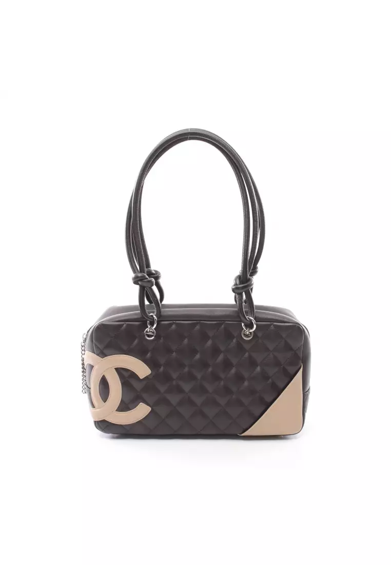 Chanel Pre-loved CHANEL cambon line bowling bag Shoulder bag leather Dark  brown beige 2023, Buy Chanel Online