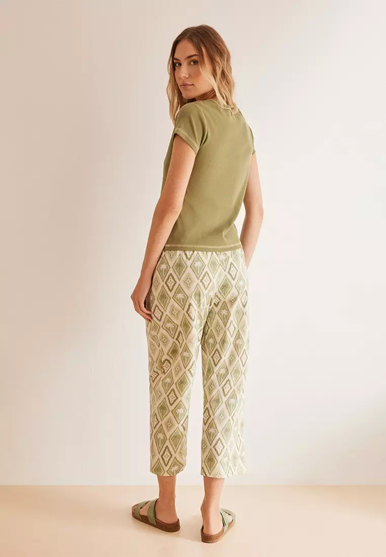 Pajama Pants With Palm Print