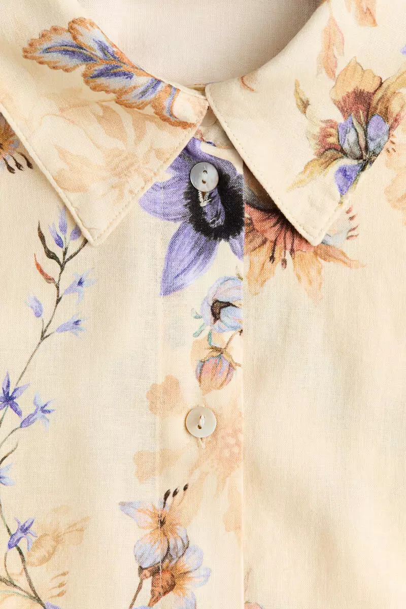 Oversized linen-blend shirt