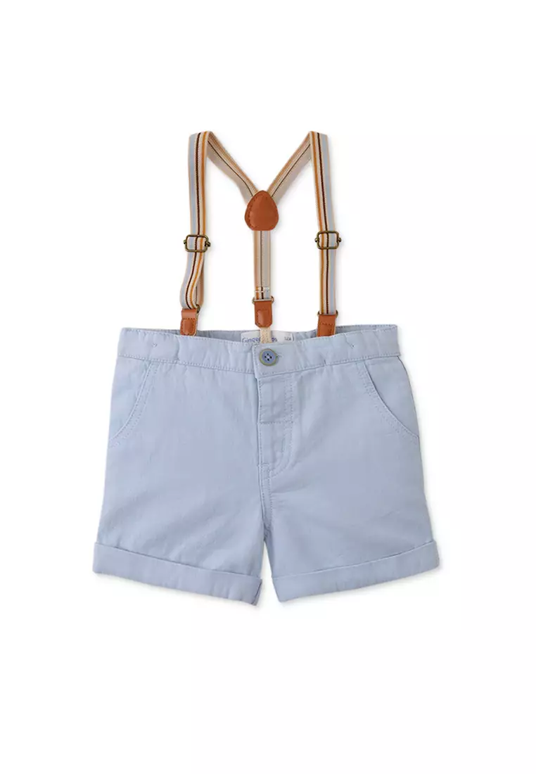 Baby Boys Fold-Up Hem Shorts With Suspenders