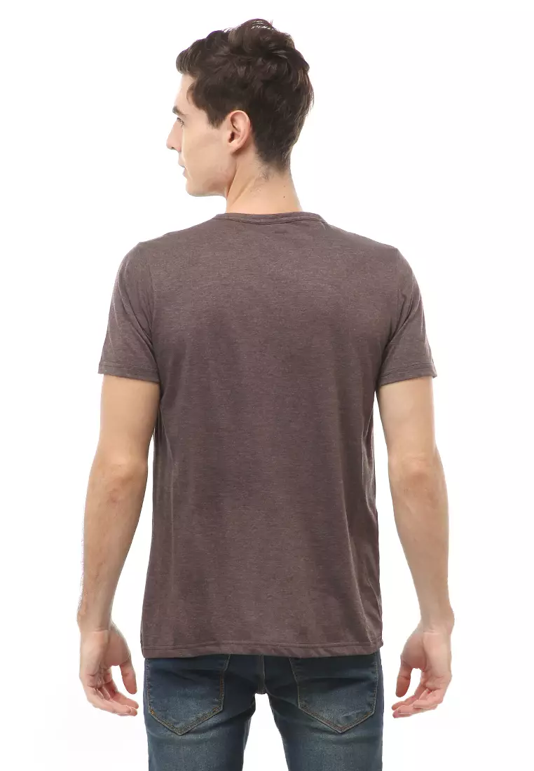 Jack T-Shirt Atasan Kasual Kaos Polos Pria Model Kancing Lengan Pendek Material Cotton ORIGINAL - Brown Misty