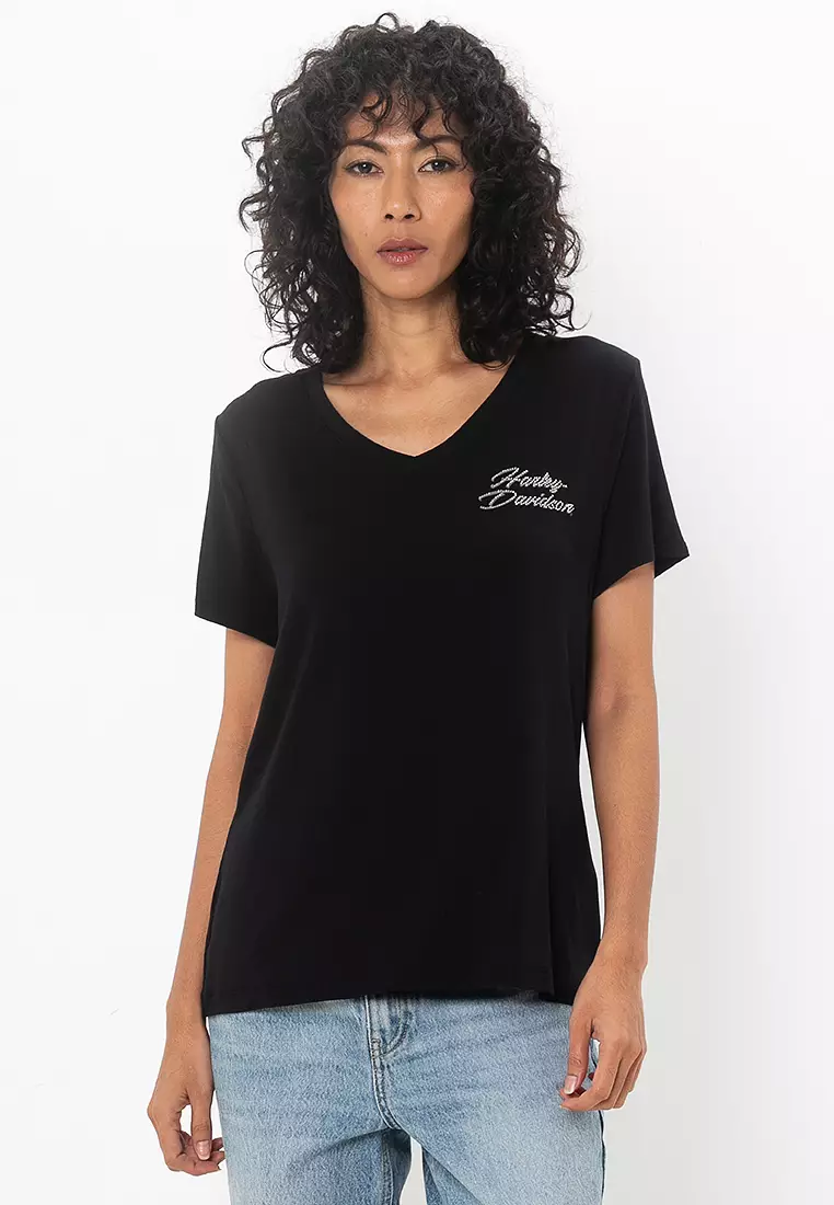 Buy Harley-Davidson Harley-Davidson® Rose & Thorn Bling V Neck Tee