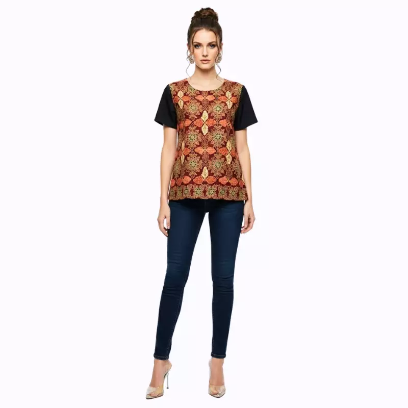 Blouse Batik Wanita - Bhatara Batik Dianne - Atasan Batik Modern Lengan Pendek