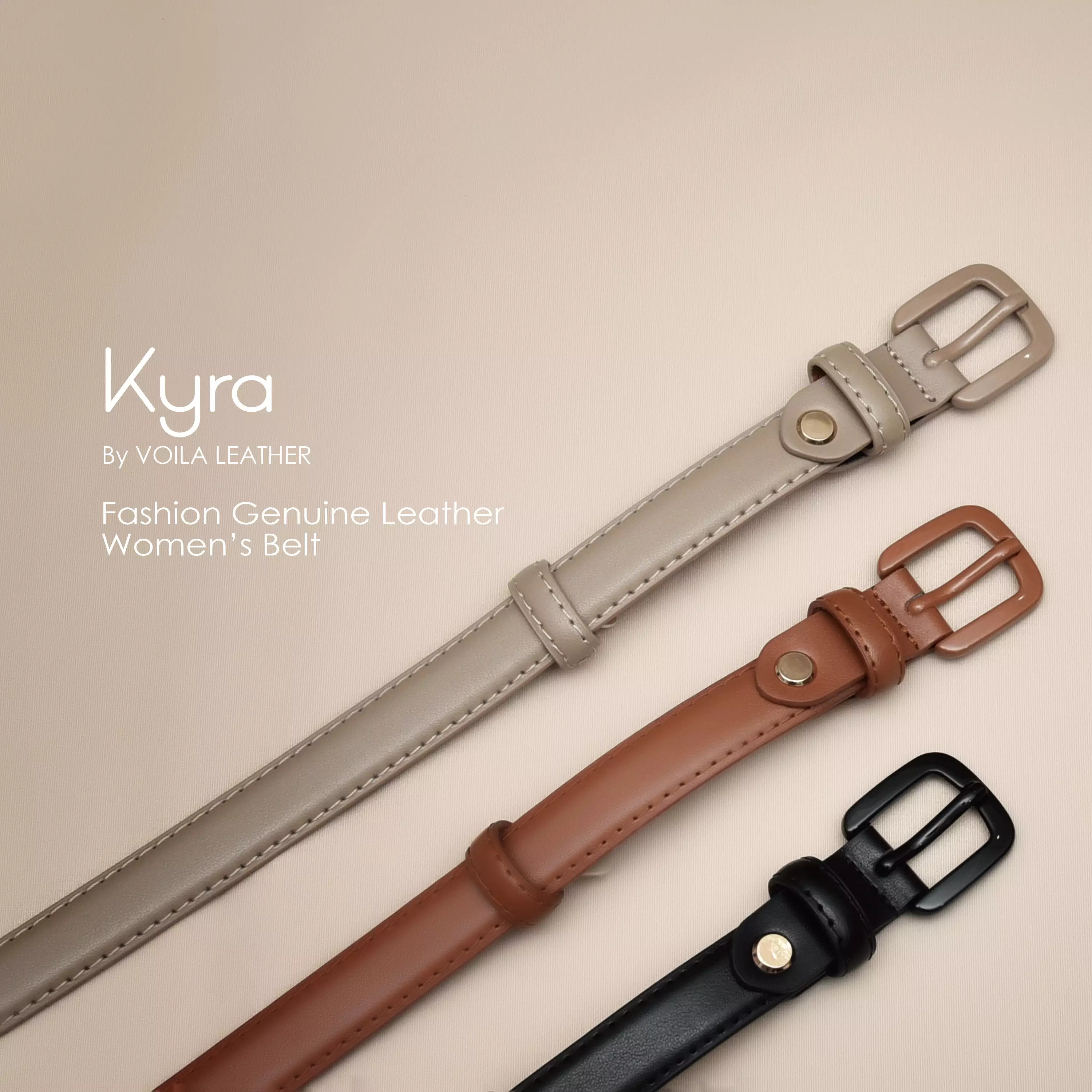 Women’s Genuine Leather Belt Voila Kyra Havana