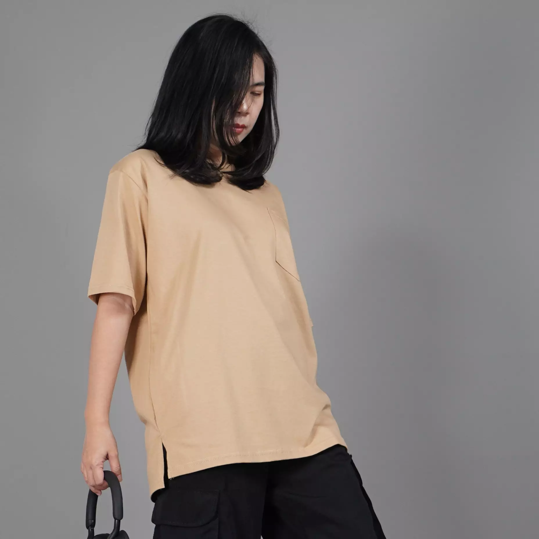  DANIELA Kaos Wanita Polos Kaos Katun Cotton T-Shirt Wanita - LATTE