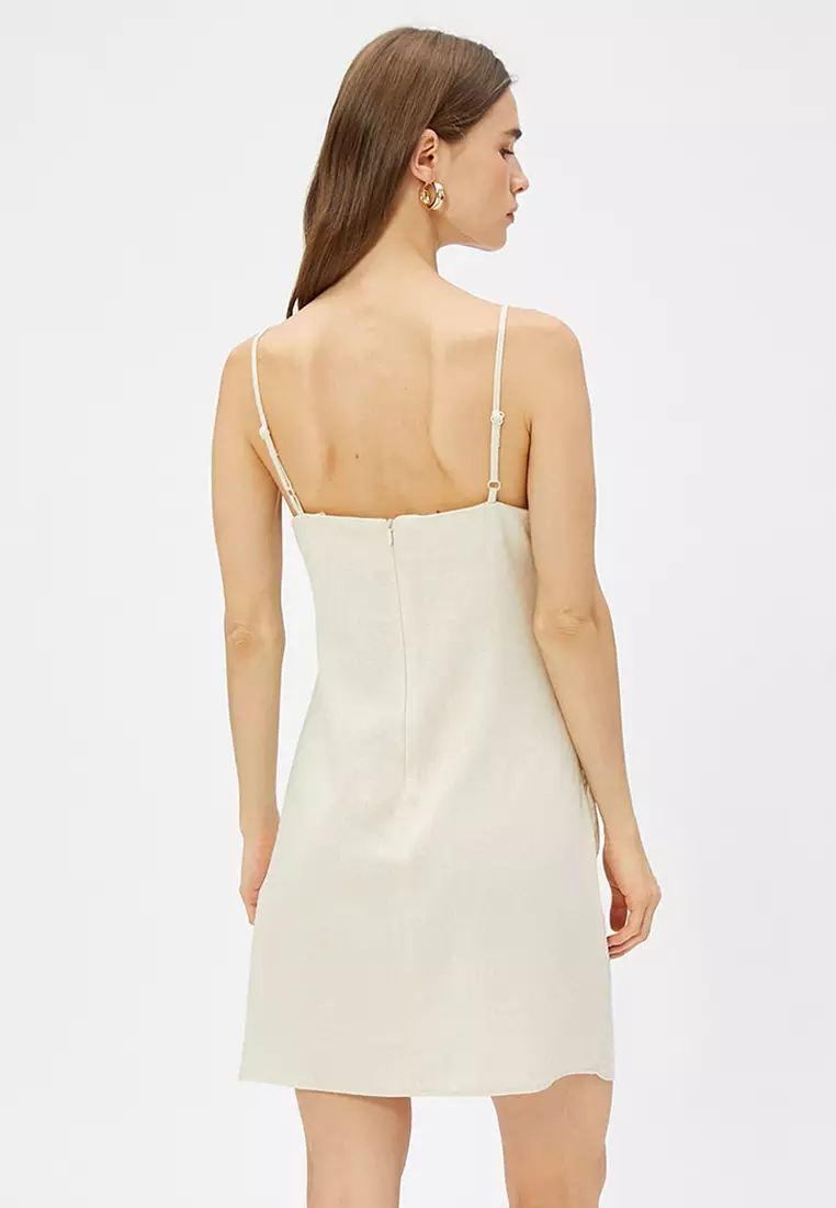 Cami Strap Linen Mini Dress