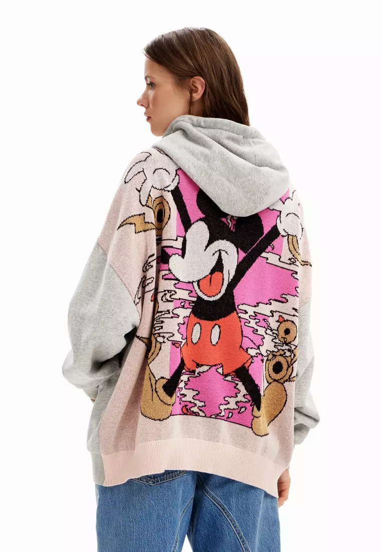 Desigual Woman Oversize jacquard Mickey Mouse hoodie.