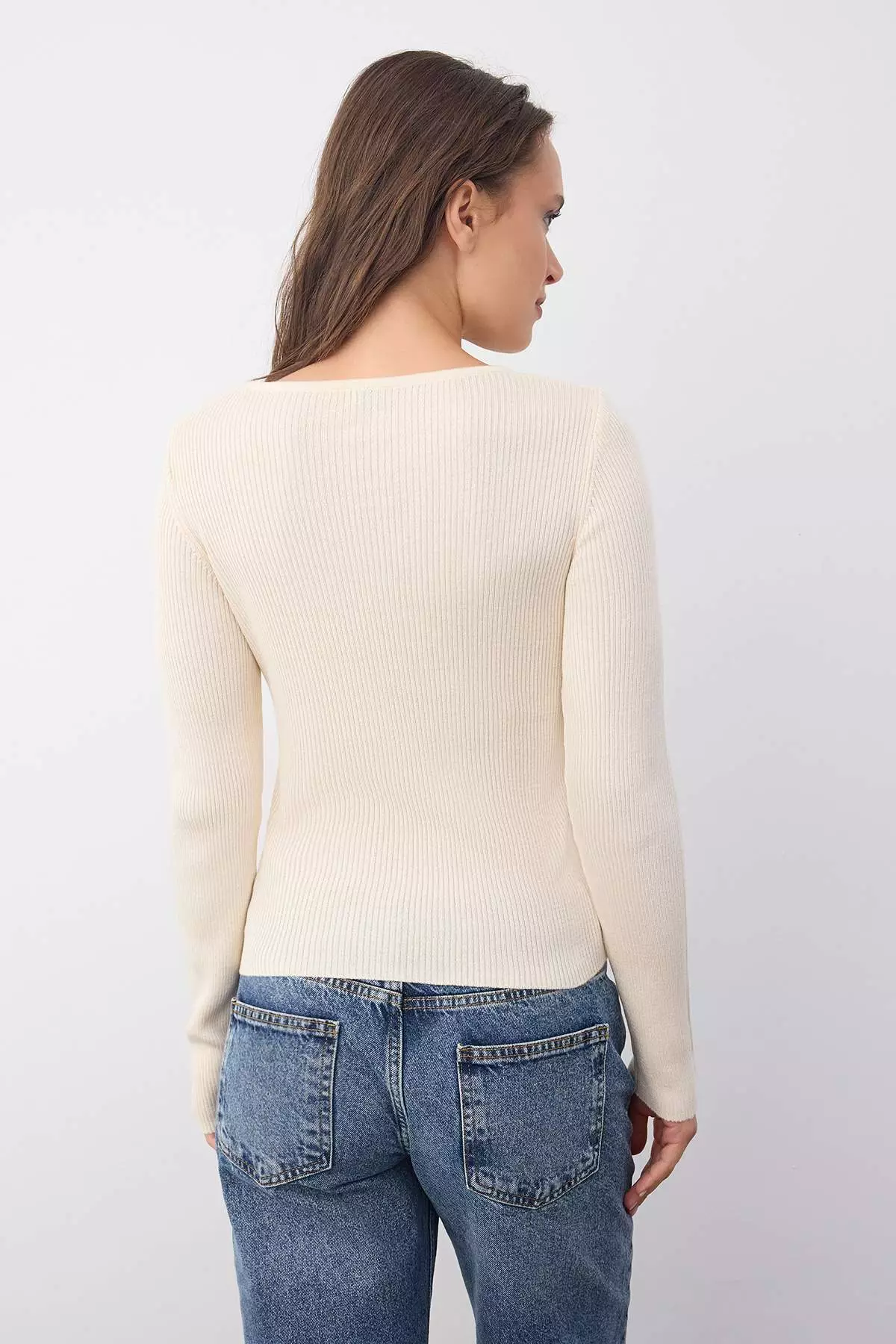 Wardrobe Essentials Ecru Interlocking Look Knitwear Blouse-Sweater |