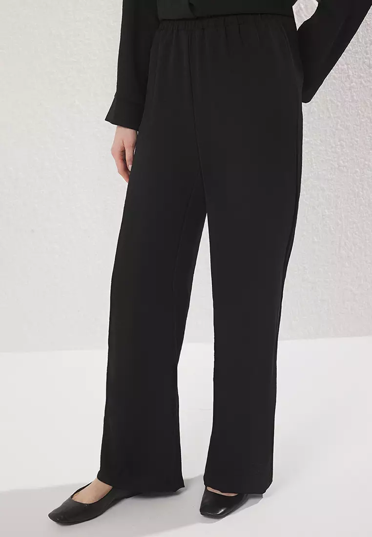 Black Gold Button Detail Aerobin Shirt-Pants Woven Bottom-Top Set TCTSS25US00034