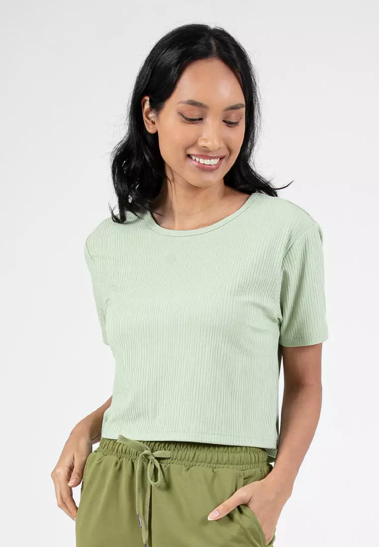 Forest Ladies Ribbed Crop Top Women Crop T-Shirt | 822343-42LtGreen