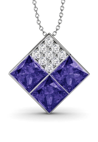 Her Jewellery purple and silver ON SALES - Her Jewellery Square Pendant with Premium Grade Crystals from Austria HE581AC0RAEMMY_1