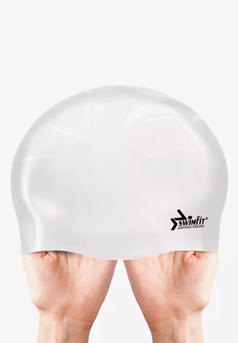 Buy Swimfit High Quality Silicone Solid Swim Cap White 2024 Online