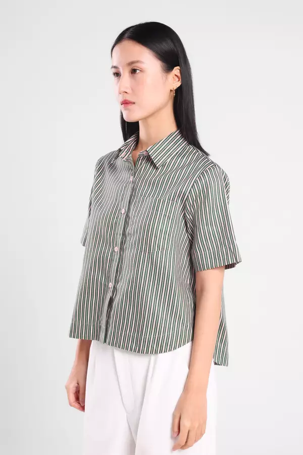 Minimal - Caron - Kemeja Wanita Motif Garis - Pink Colour Pink