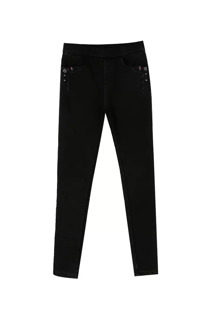 Buy A IN GIRLS Elastic Waist Skinny Jeans Plus Cashmere 2024