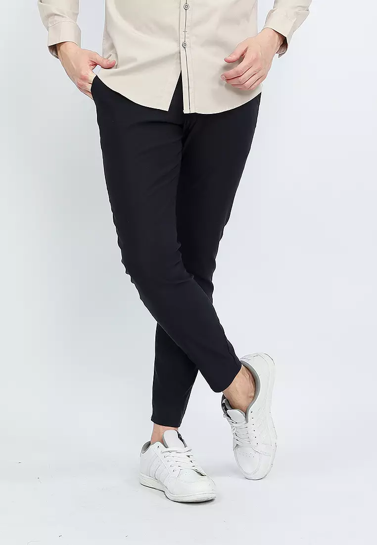 Celana Chinos Long Pants Nylon Stretch OXCON Black