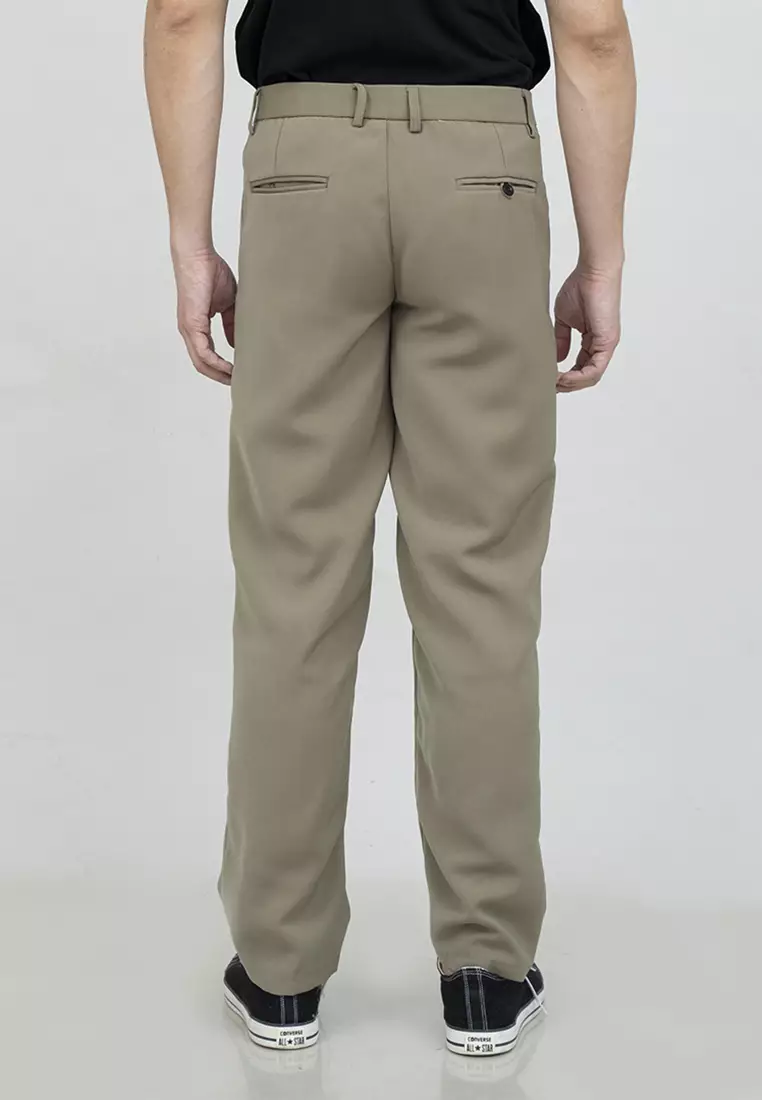 Celana bahan kerja reguler panjang formal lurus (BUKAN SLIM FIT) Hijau