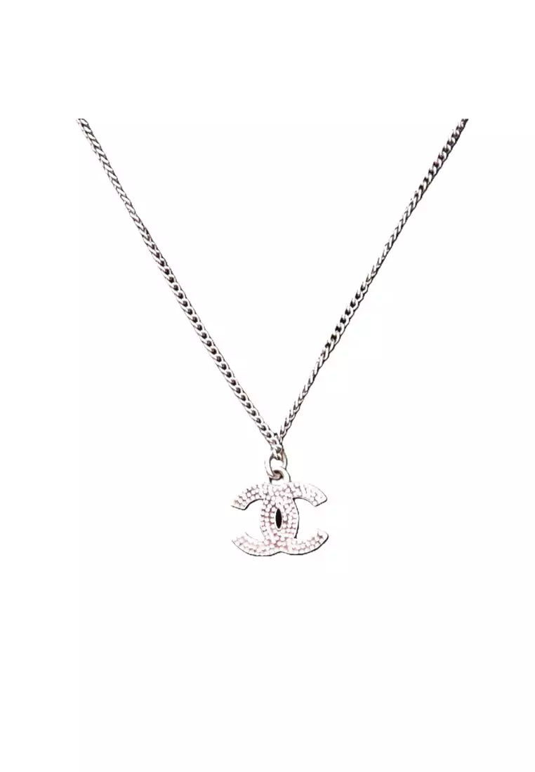 Pre-Loved Chanel Cc Brass And Strass Pendant Necklace