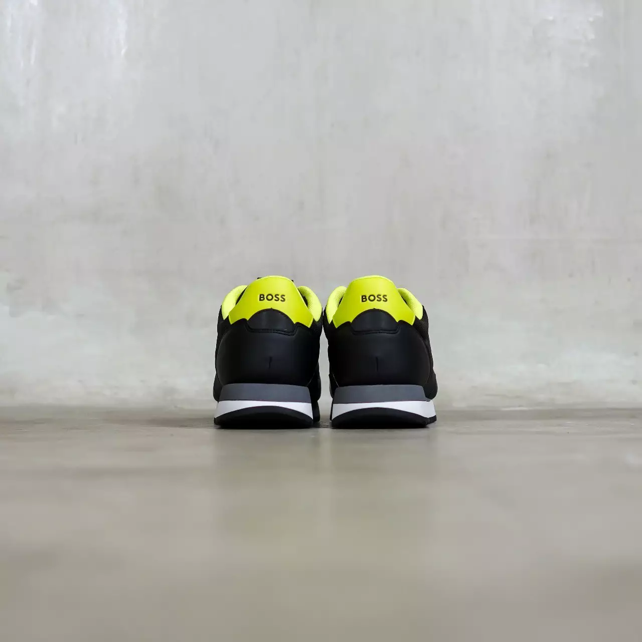 Sepatu HUGO BOSS PANNEL NEON BLACK SNEAKER 100% ORIGINAL