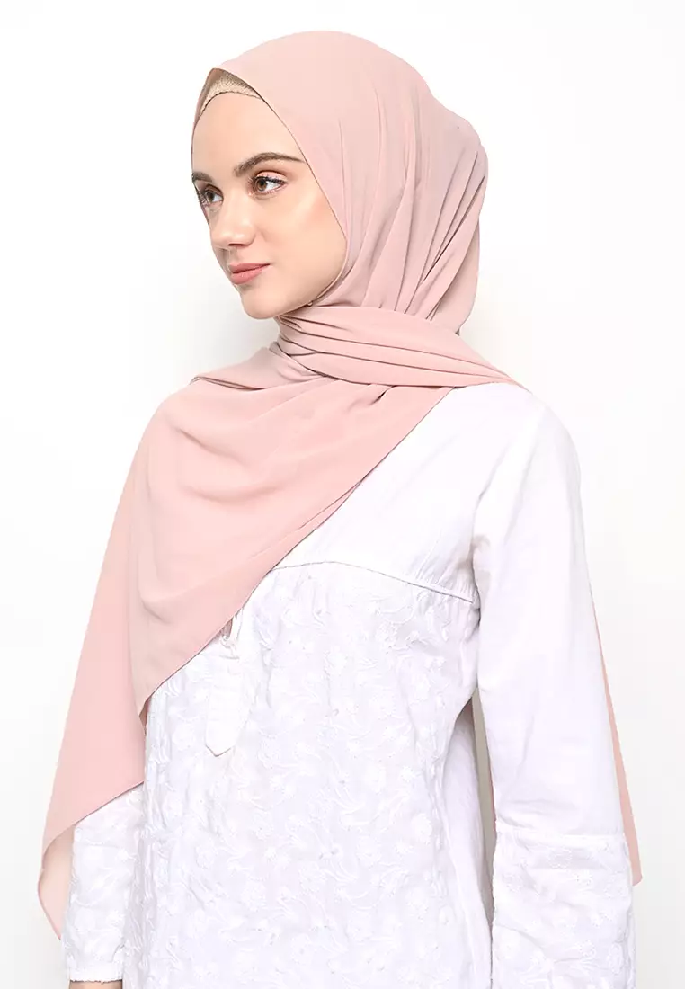 Pasmina  Cerutti Baby Doll Jahit Tepi Pale Pink