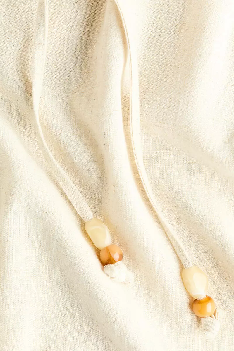Linen-blend drawstring trousers