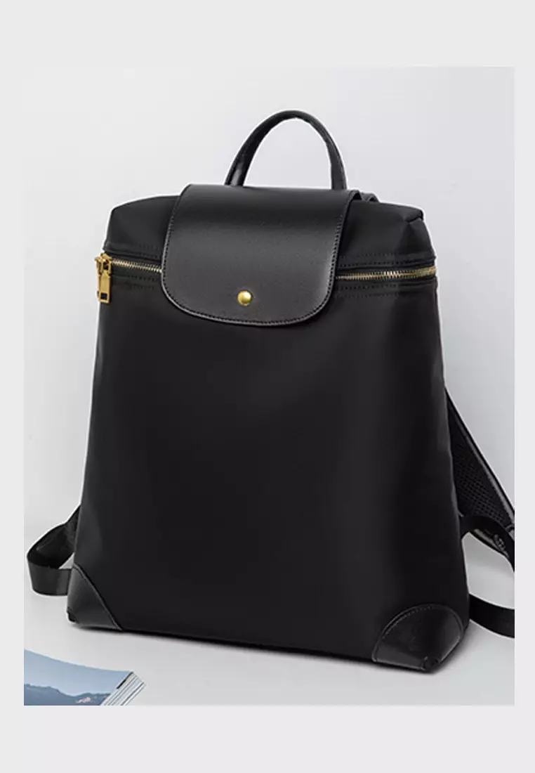 Color Matching Nylon Oxford Patch Faux Leather Backpack (Large Size) JW CL-C9152