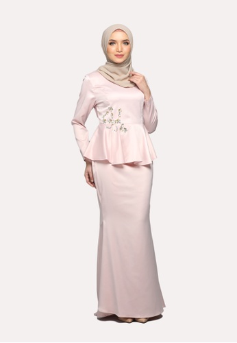 Elegance Peplum Kurung from Emanuel Femme in Pink