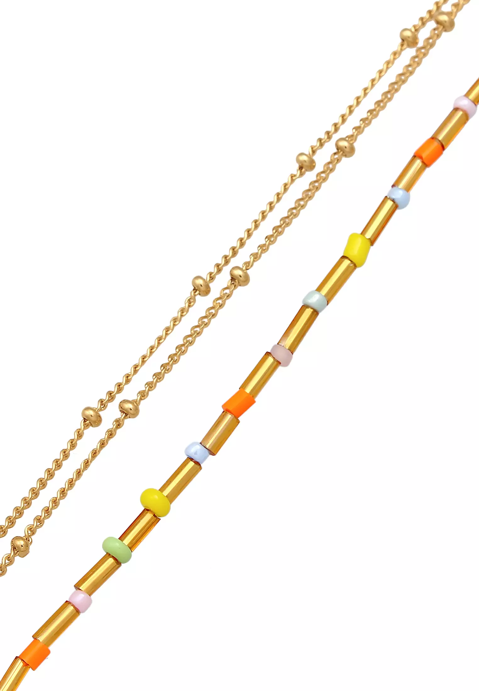 Bracelet Layer Beads Colorful Set Of 2 Gold Plated