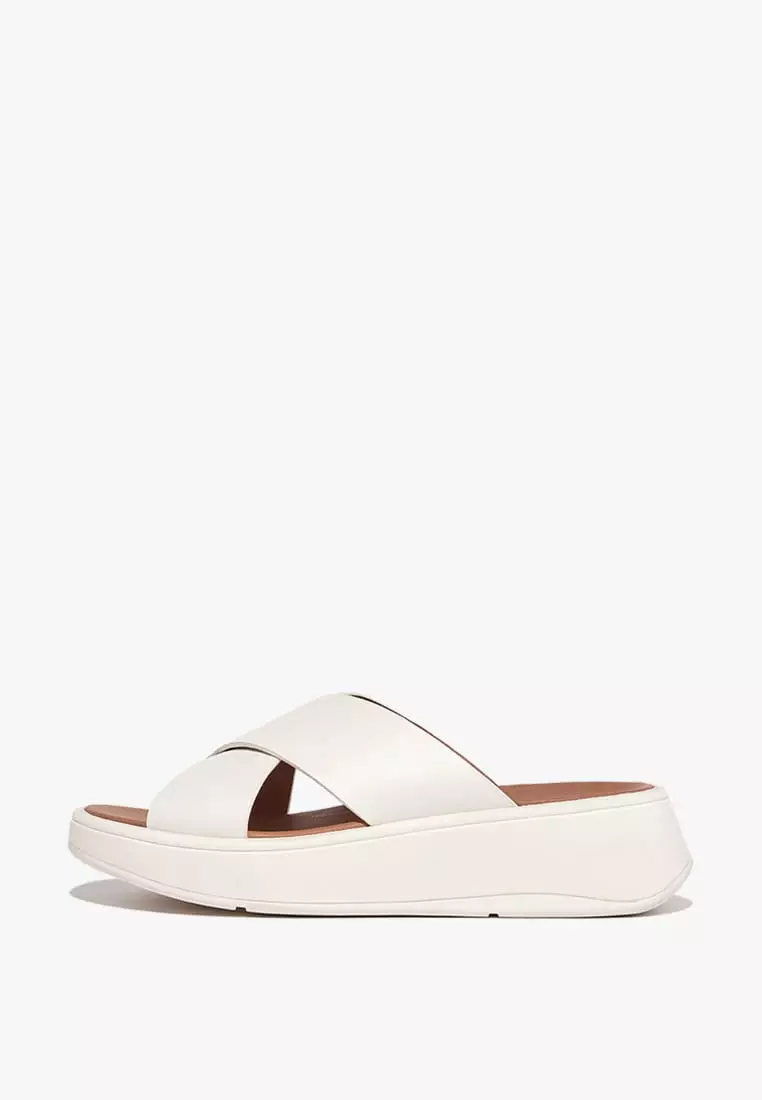 Discount on Fitflop  shoes - SKU: F-Mode Leather Flatform Cross Slides - Cream