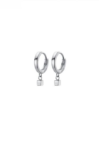 HAPPY FRIDAYS silver 925 Silver Hoop Drop Cube Earrings JW AR-G8115 D1EC0AC8E84107GS_1