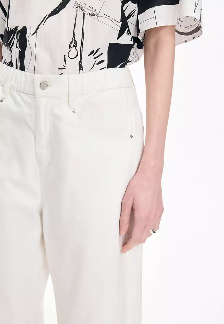 香蕉褲抽繩卷邊牛仔超長褲