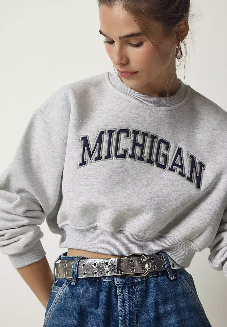 Embroidered Crop Sweatshirt