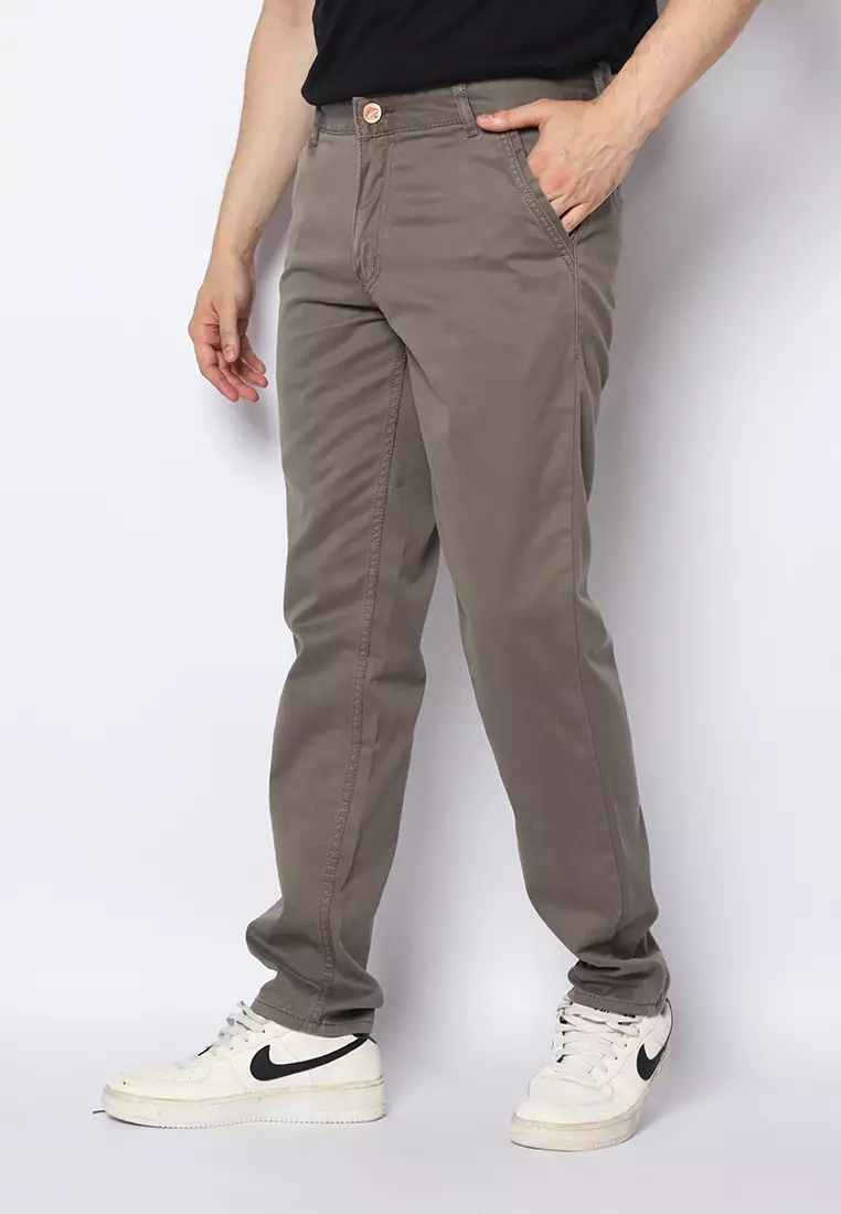 Twill Celana Panjang Pria Slim Fit Charming Abu 122503