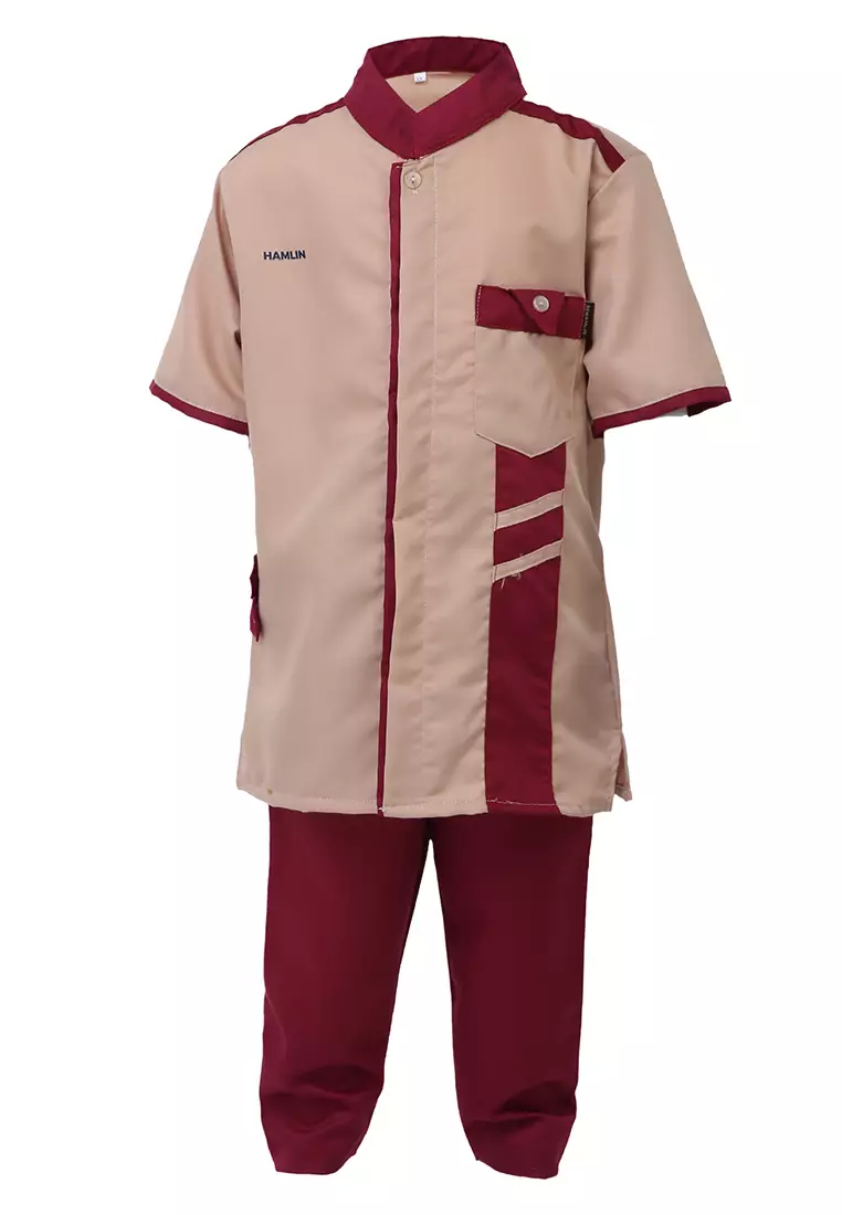 Jourell Setelan Koko Anak Laki-laki Motif Polos Childrens Shirt Lengan Pendek Material Cotton ORIGINAL - Cream