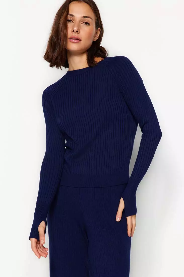 Ribbed Knitted Sweater and Pants Sets