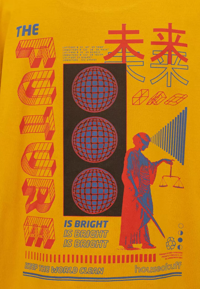 Houseofcuff Kaos Oversize Tshirt Wanita Unisex Tebal MustardThe Future