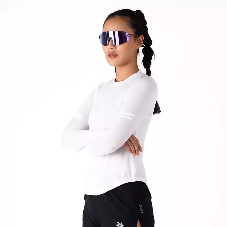Tiento Jersey Running Women Kaos Olahraga Wanita Lengan Panjang Baju Lari Quick Dry South Pure White