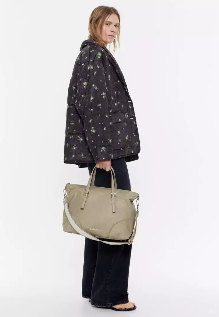 Bimba Y Lola L Light Khaki Nylon Shopper Bag