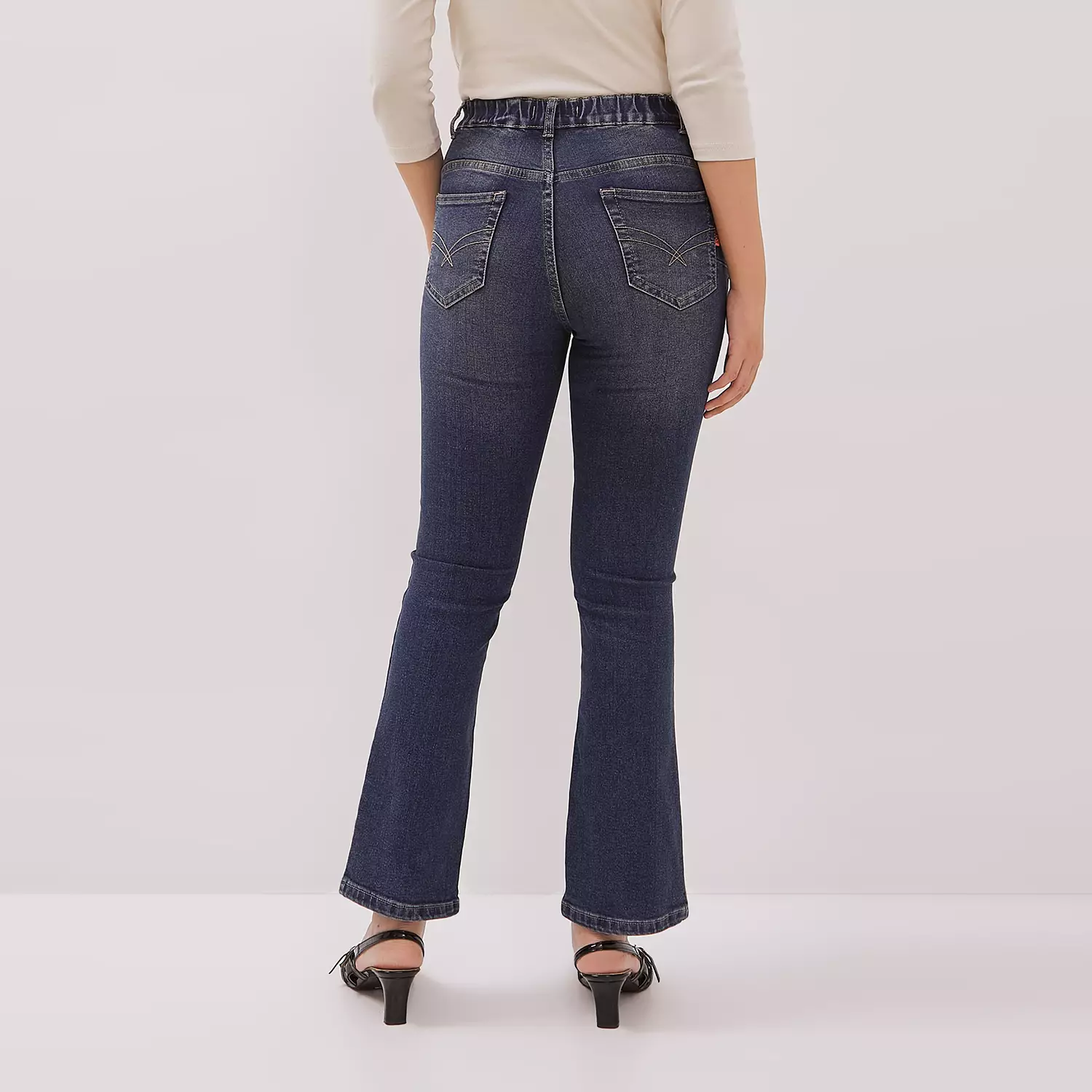DUST Celana Pintuck Bootcut Jeans Lekira Medium Dark Blue (D. 31312)
