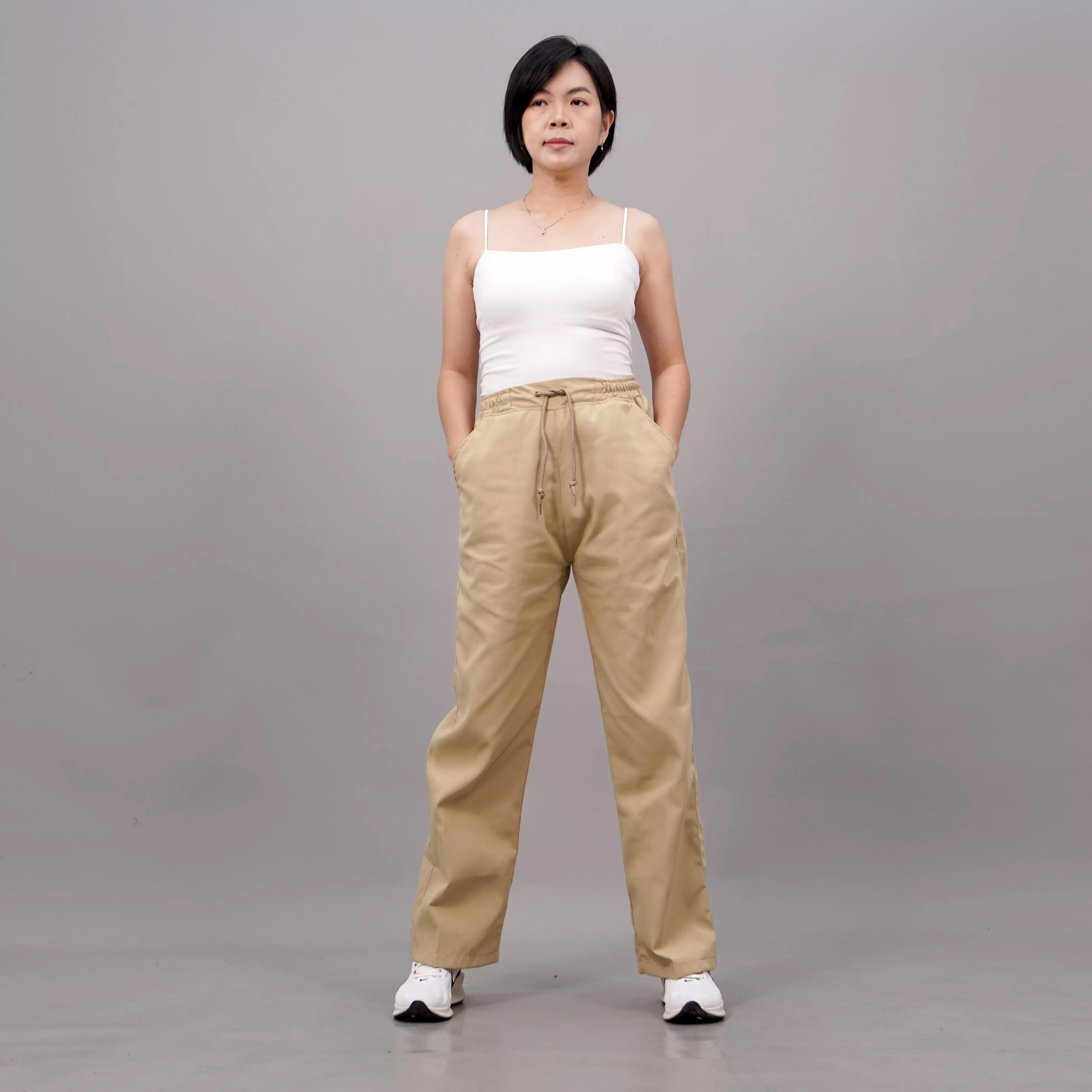 SAMY Celana Loose Pants Wanita Baggy Pants Wanita Celana Panjang Wanita - KREM