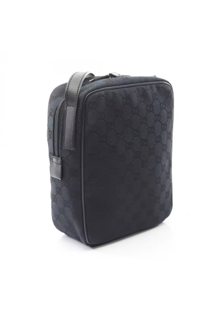Pre-Loved Gucci GG canvas Shoulder bag canvas leather black