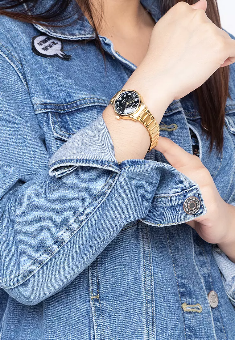 Analog Watch 20122230-Gld - Blk Dial