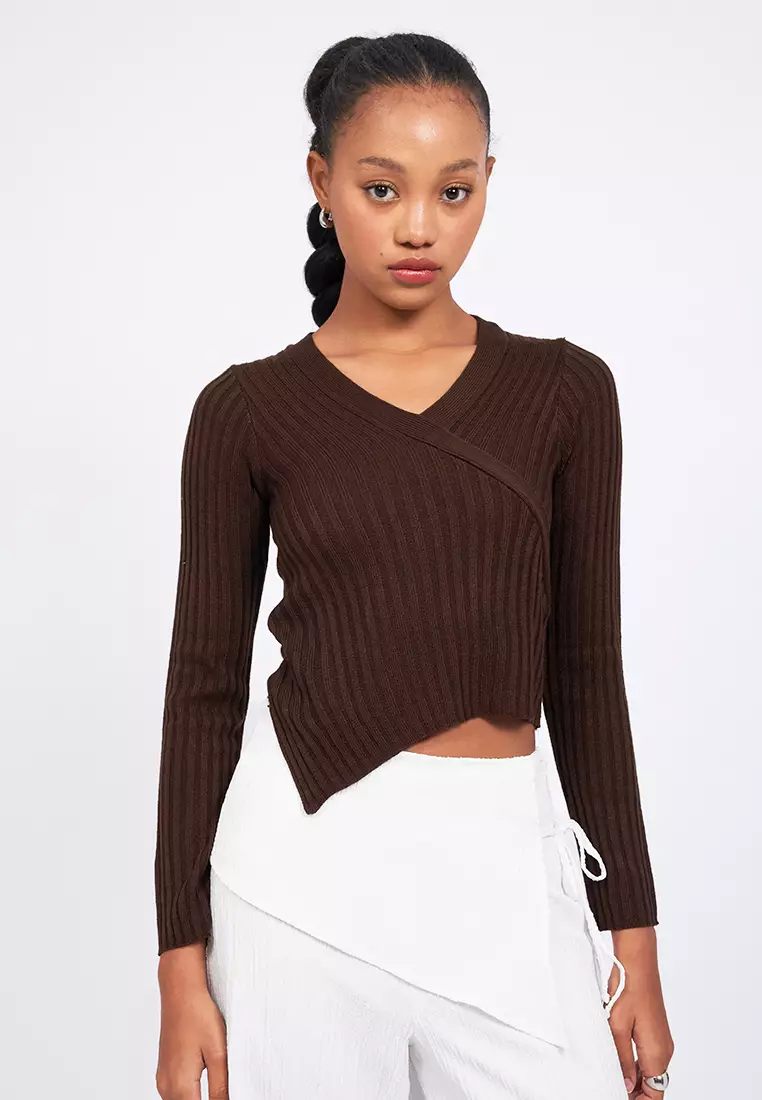 Long Sleeve Wrap Knit Top