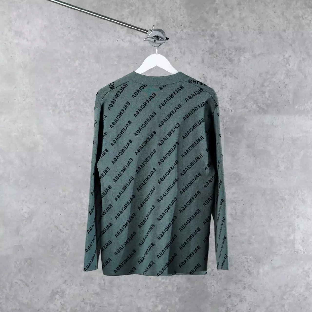 Cardigan BALENCIAGA ALL OVER TEXT BLACK GREY KNIT CARDIGAN 100% ORIGINAL