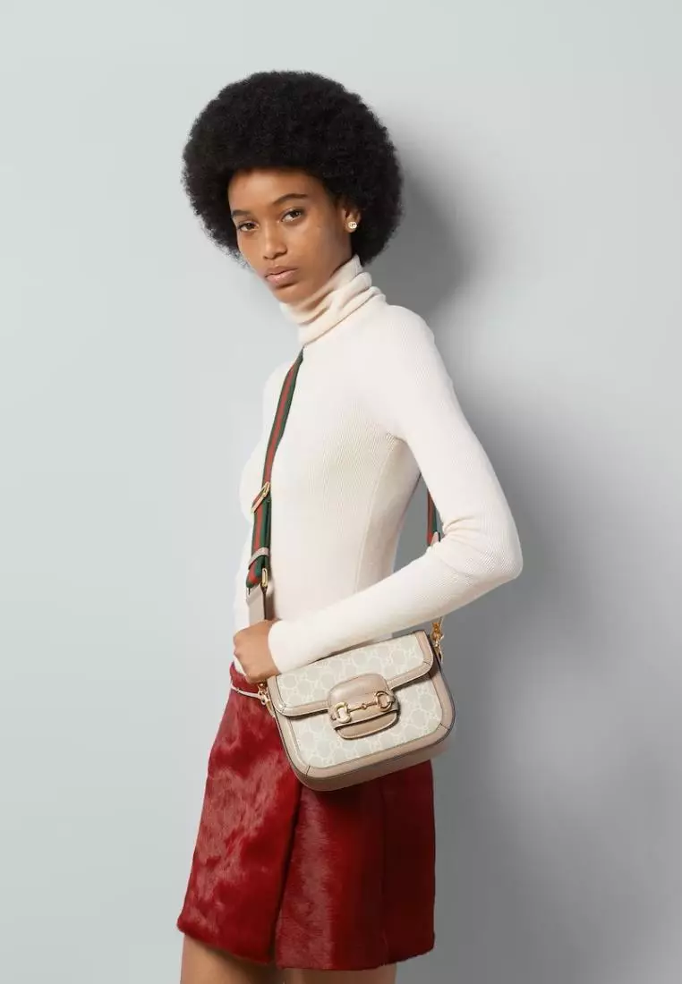GUCCI Horsebit 1955 GG Mini Bag Beige
