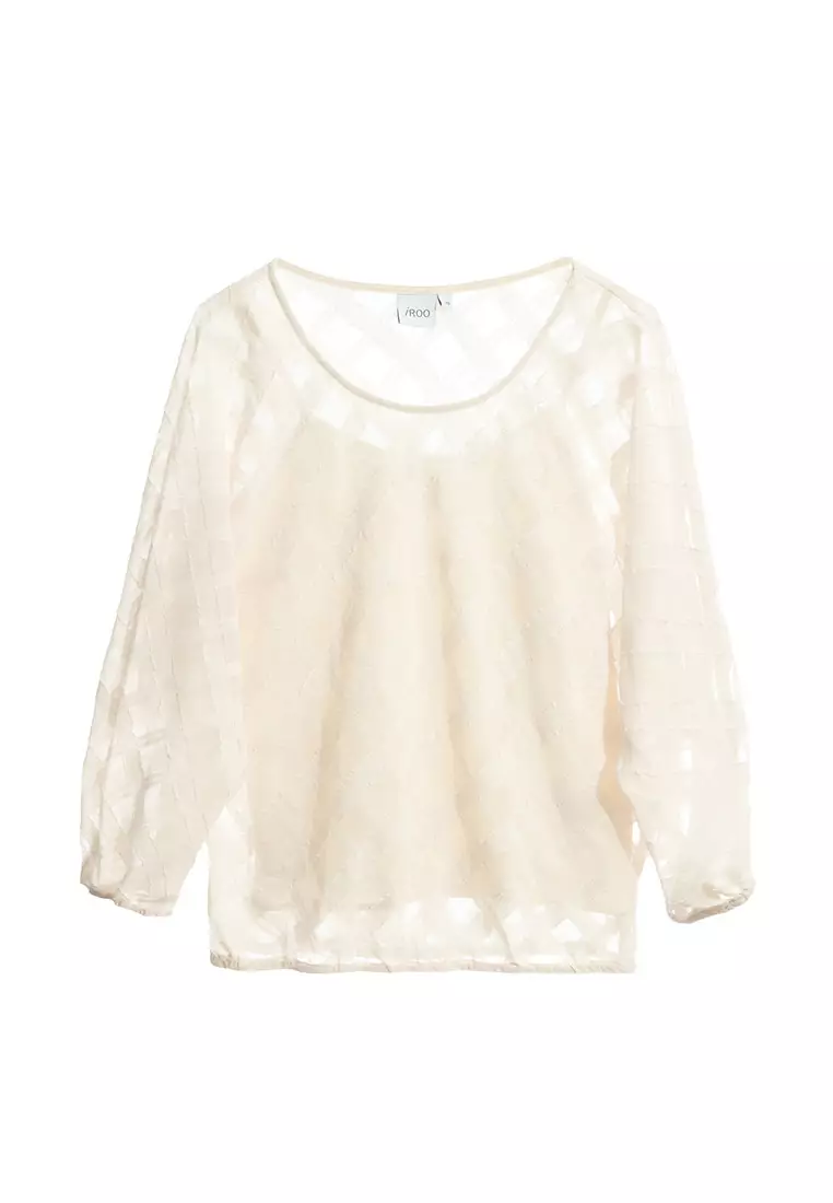 Textured Chiffon Long Sleeve Top