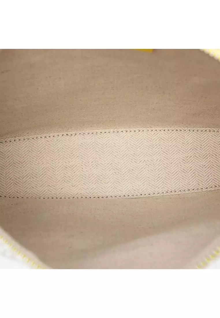 Pre-Loved Loewe Repeat Anagram Jacquard And Leather Oblong Pouch