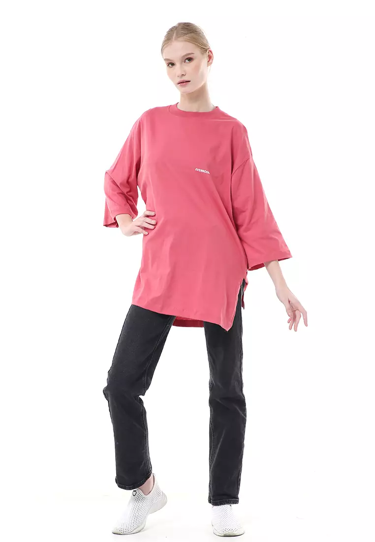 Wina Kaos Atasan Wanita Polos Basic Oversize - Dusty Plum