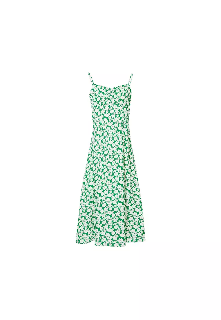 A-Line Fitted Floral Summer Midi Dress