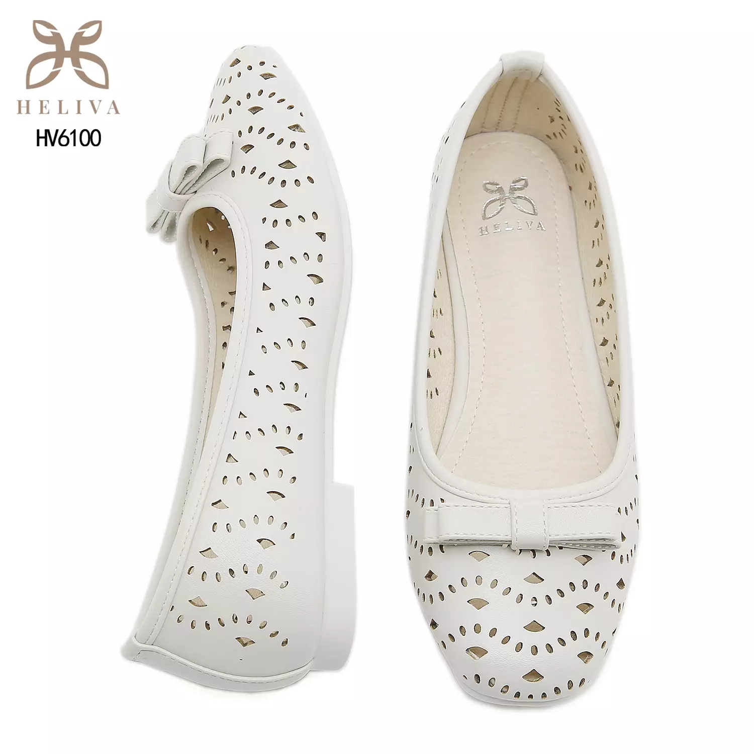 Heliva Lovina Laser-Cut Ballerina Flats with Sweet Bow Accent HV6100